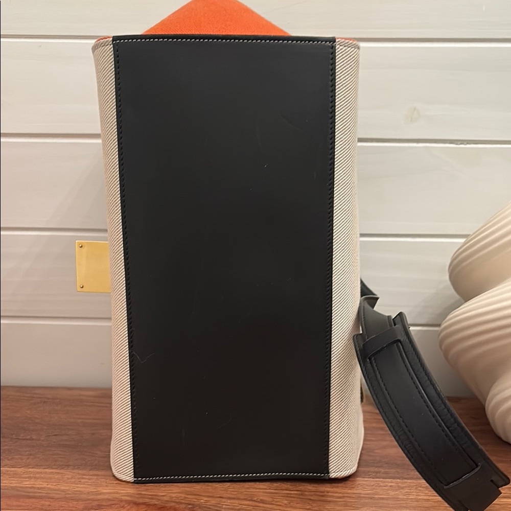Celine authentic Trapeze Black, Cream and orange Women's Bag canvas and leather - Picture 11 of 13